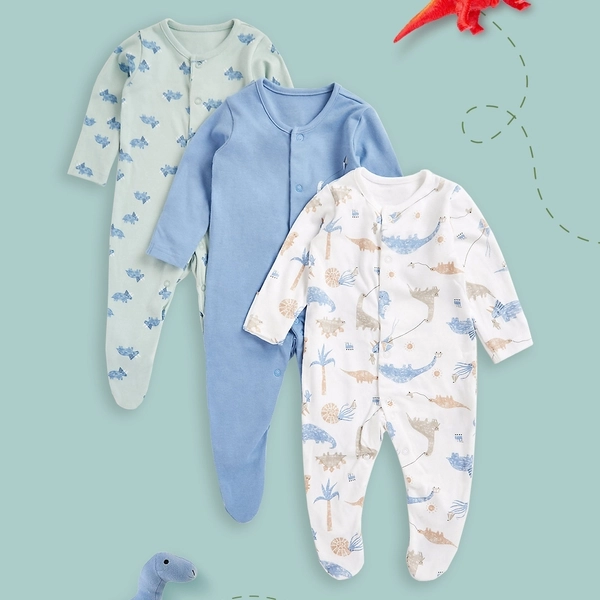Boys Full Sleeves Sleepsuits -Multi